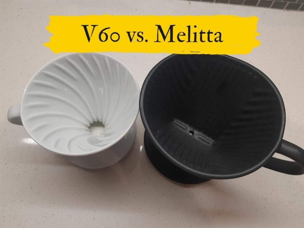 Hario V60 pour over and a Melitta pour over