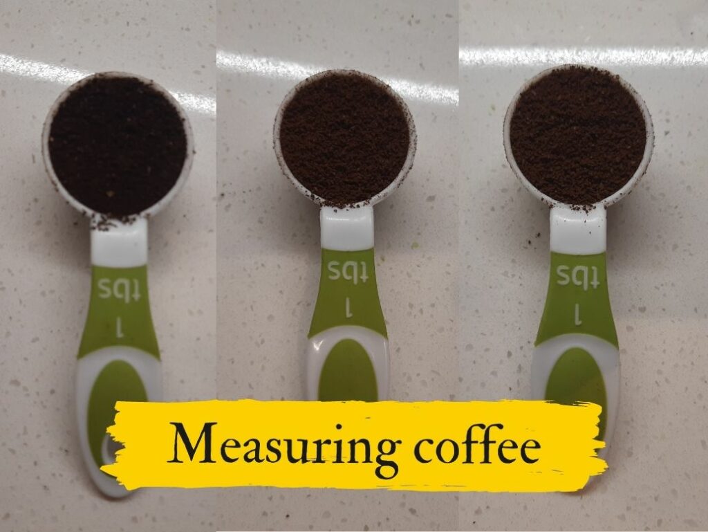 Measuring coffee with tablespoons